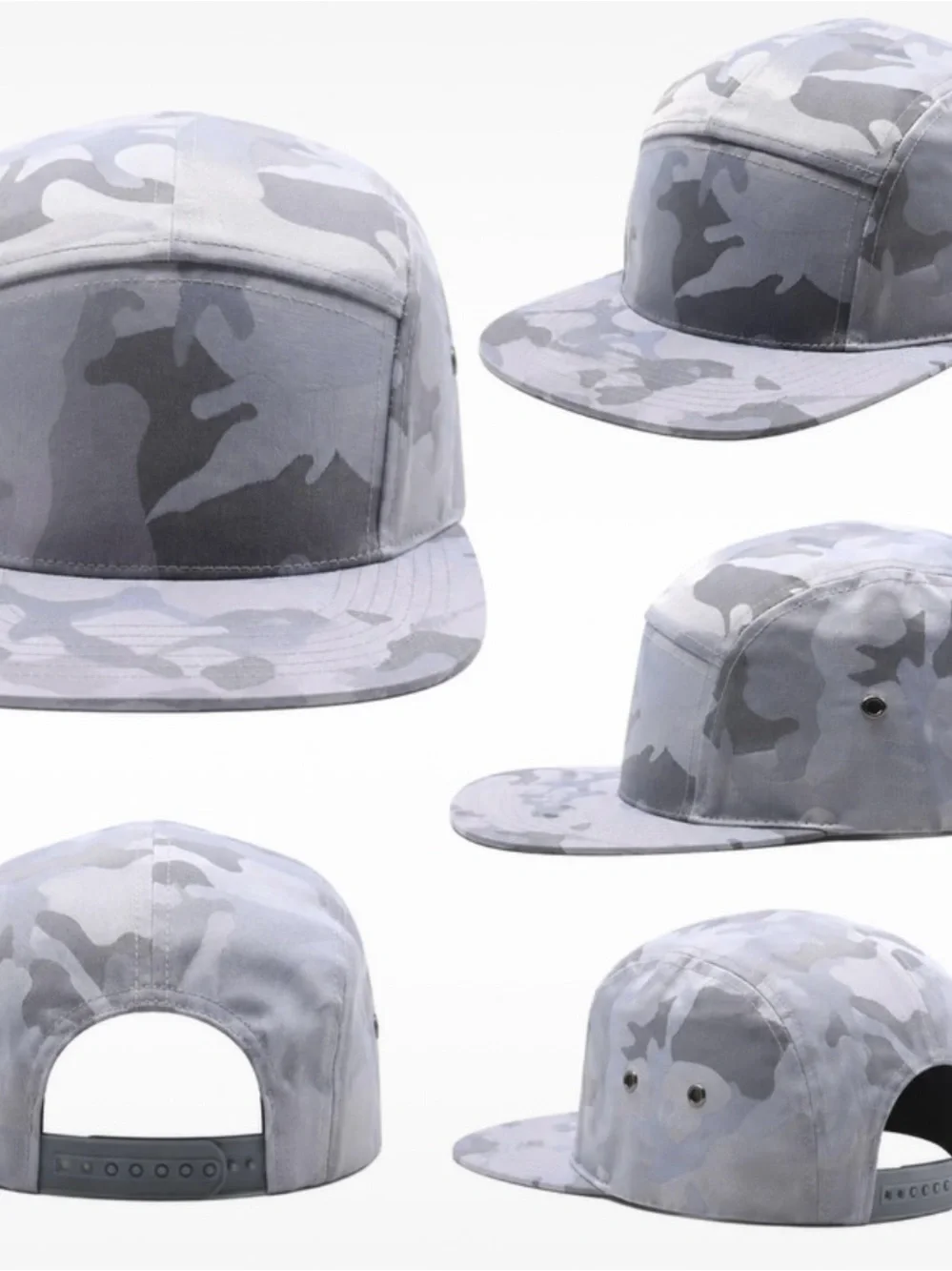Men's Gray Camo 5-Panel Cap
